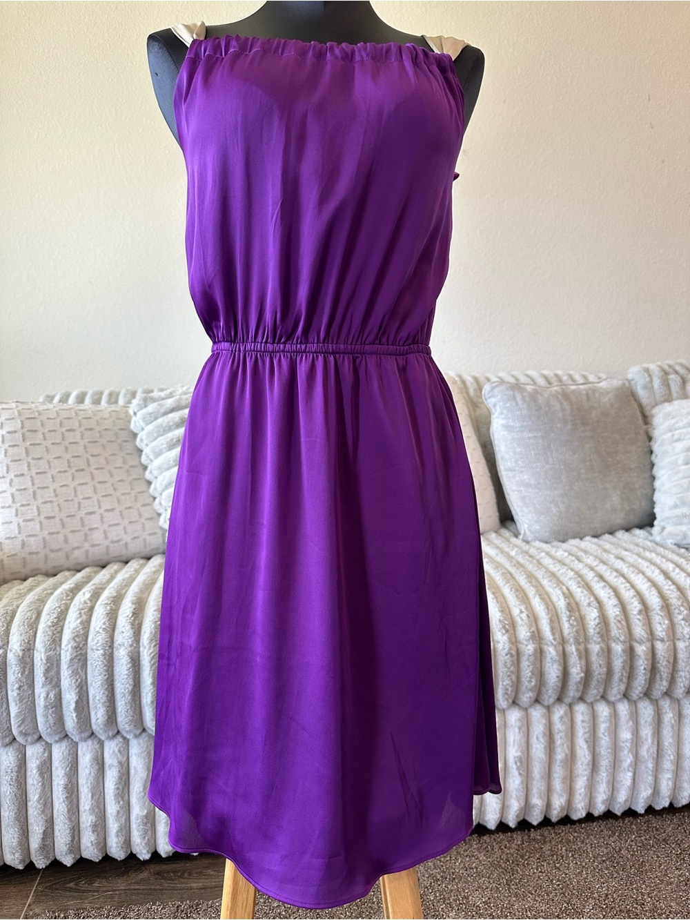 The Limited Purple Elastic-Waist Sleeveless Dress